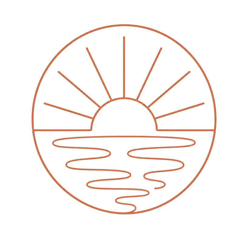 Sacred Energy & Sound emblem: a rising sun over water